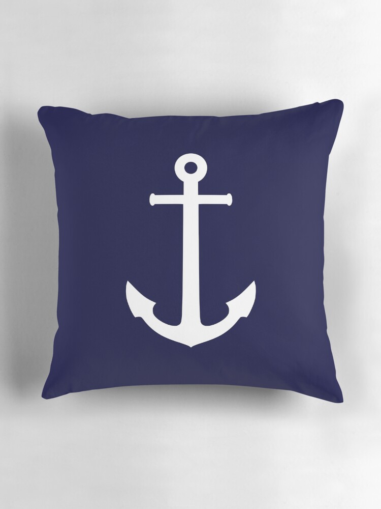 Thumbnail 3 von 4, Kissen, Weißer Anker auf Marineblau designt und verkauft von rewstudio.