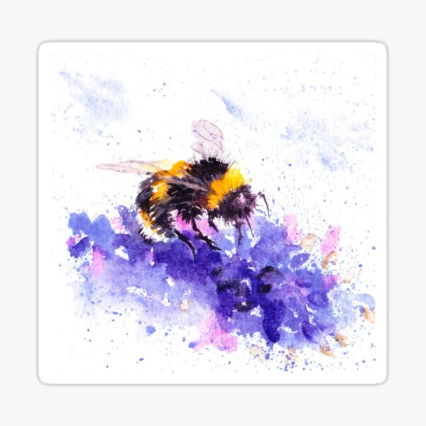 Bee on Lavender, Gift for nature lover, beekeeper Sticker