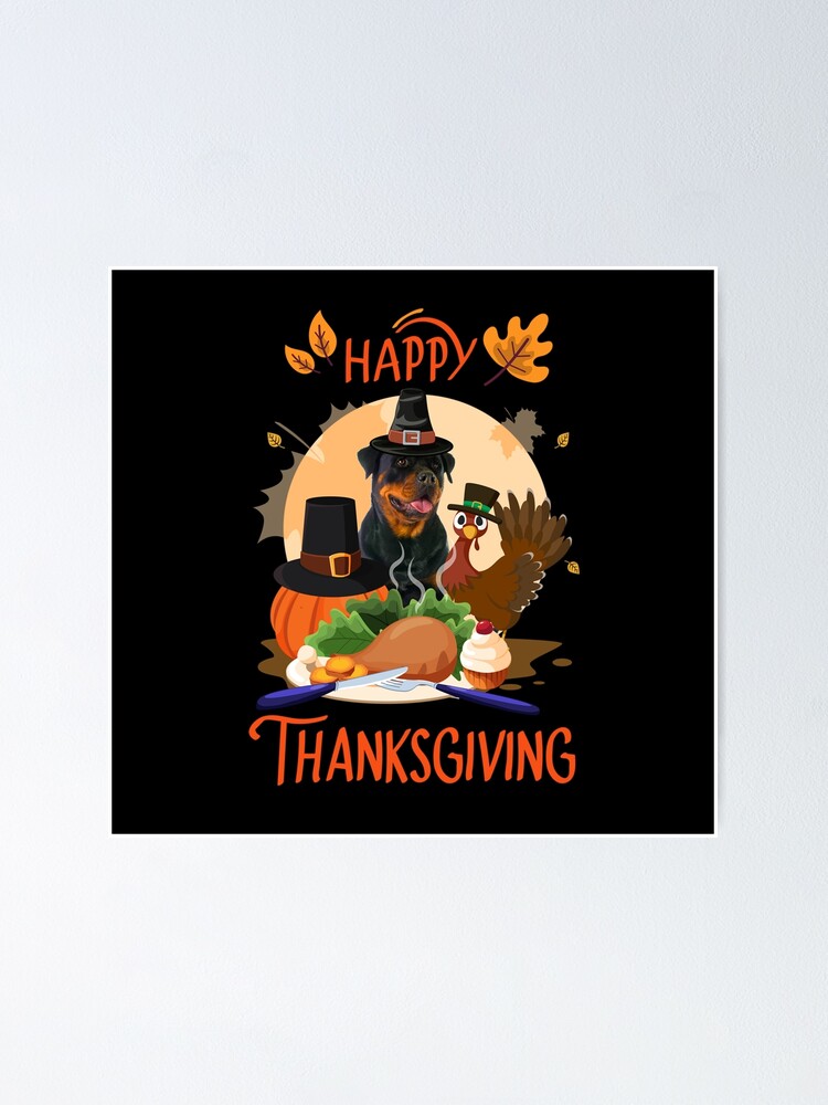 Rottweiler Dog Pilgrim Funny Thanksgiving Tshirt Fall Gifts