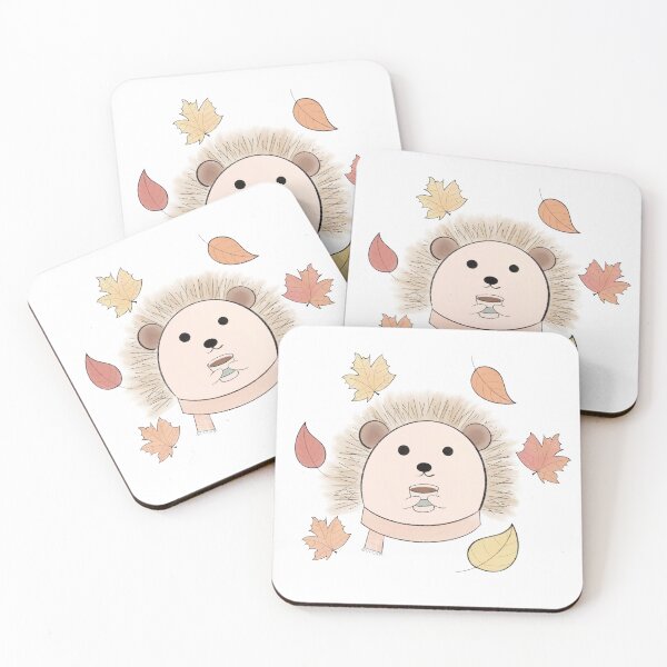 Item preview, Cozy Fall Hedgehog Drinking Coffee designed and sold by Stephaniemb13.