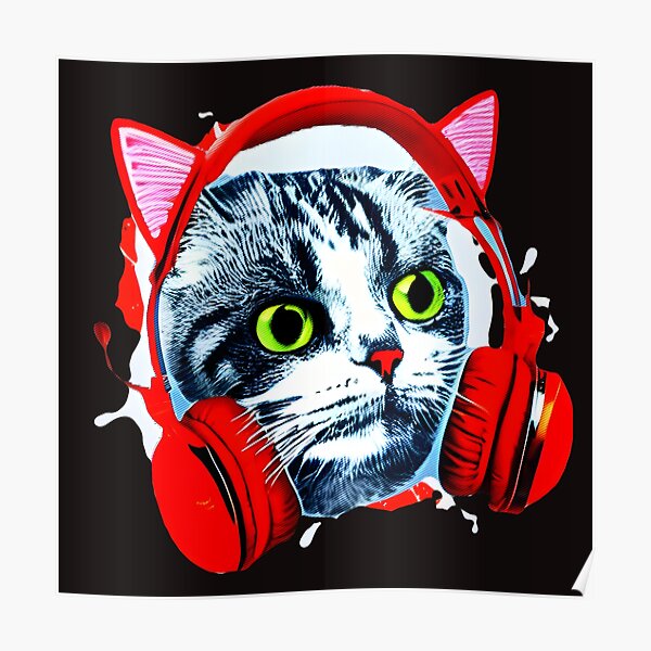 Cat DJ Music Kitten Rave Disco Kitty Animal Pet Gift Digital Art