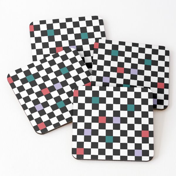 Item preview, Checker | Chequer pattern design with red green and lavender colors of spring designed and sold by DesignsByMadiha.