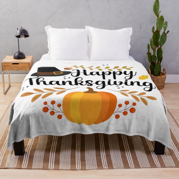 Item preview, Happy Thanksgiving decorative lettering with leaves and pumpkin designed and sold by GraphicDream.