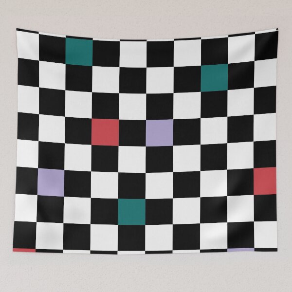 Item preview, Checker | Chequer pattern design with red green and lavender colors of spring designed and sold by DesignsByMadiha.