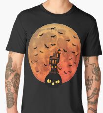 Haunted House with Blood Moon Men's Premium T-Shirt