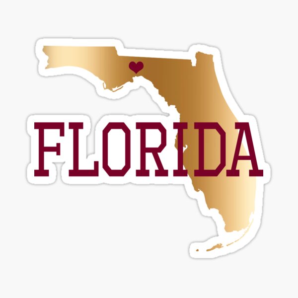 Florida Gold And Garnet With State Capital Typography Sticker
