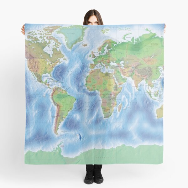 XMCL Art Painting World Map Scarf Scarves Soft Lightweight Long Sheer Wrap  Shawl for Women, Color6, One Size
