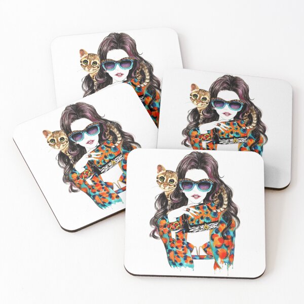 Item preview, Fashionable girl with a cat designed and sold by Ivasha.