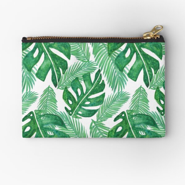 Tropical Leaf Pattern Monstera Deliciosa Zipper Pouch