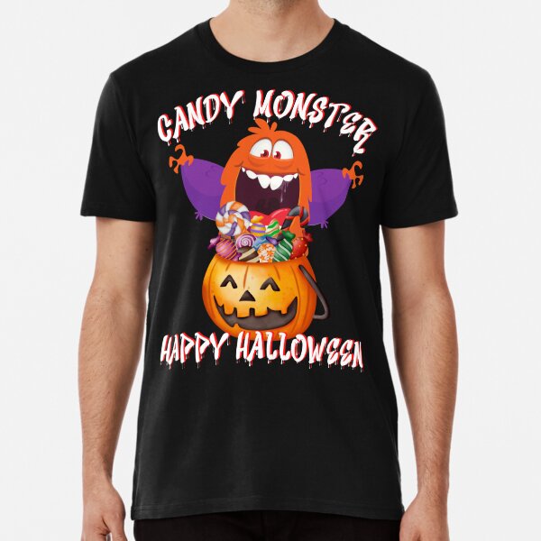 Candy Monster Halloween Funny Candy Monster Pumpkin Face T Shirt