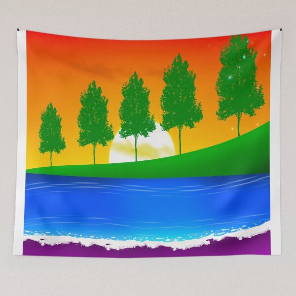Item preview, Rainbow pride forest riverscape  designed and sold by Designedbyeliza.