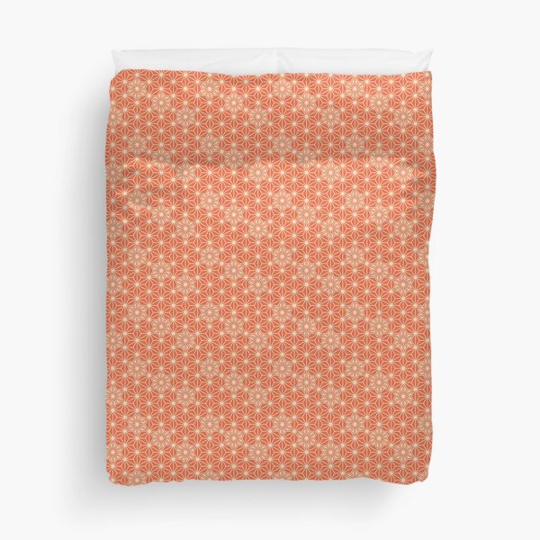 Japanese Asanoha pattern - coral orange Duvet Cover