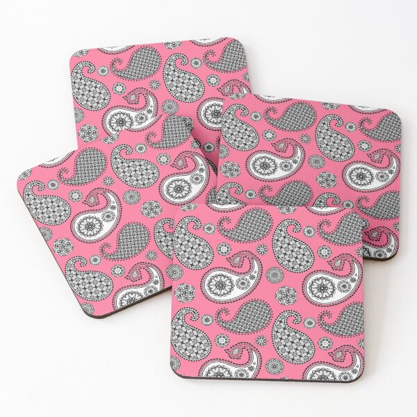 Item preview, Paisley, coral pink, black and white designed and sold by Marymarice.