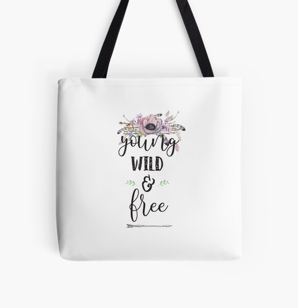 Young, Wild, and Free Lightweight Aesthetic Quote Canvas Tote Bag