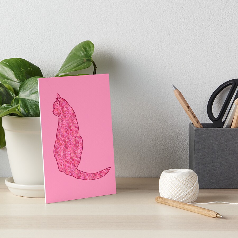 Galeriedruck for Sale mit Japanische Katze - Fuchsia Pink Batik von  Marymarice