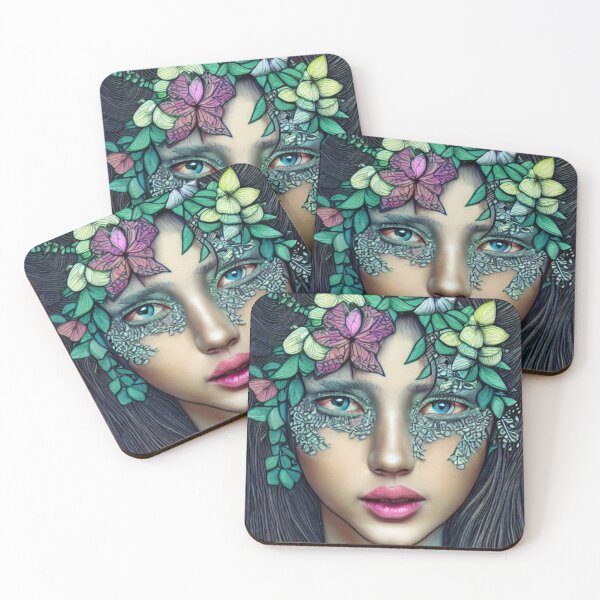 Item preview, Art Illustration Girl with Flowers Five designed and sold by I-Dream-Designs.