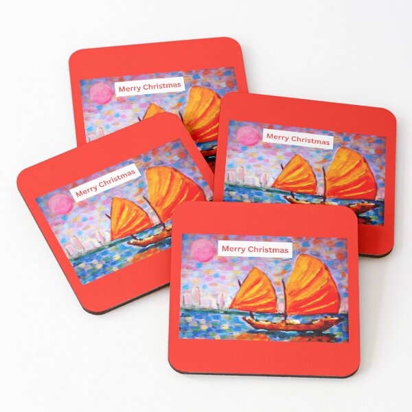 Item preview, Christmas card. Merry Christmas Chinese Junk Hong Kong designed and sold by Bagsyrose.