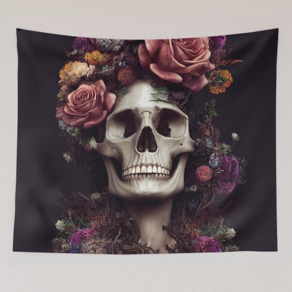 Item preview, Flower Skull tattoo design designed and sold by NianderQuinn.
