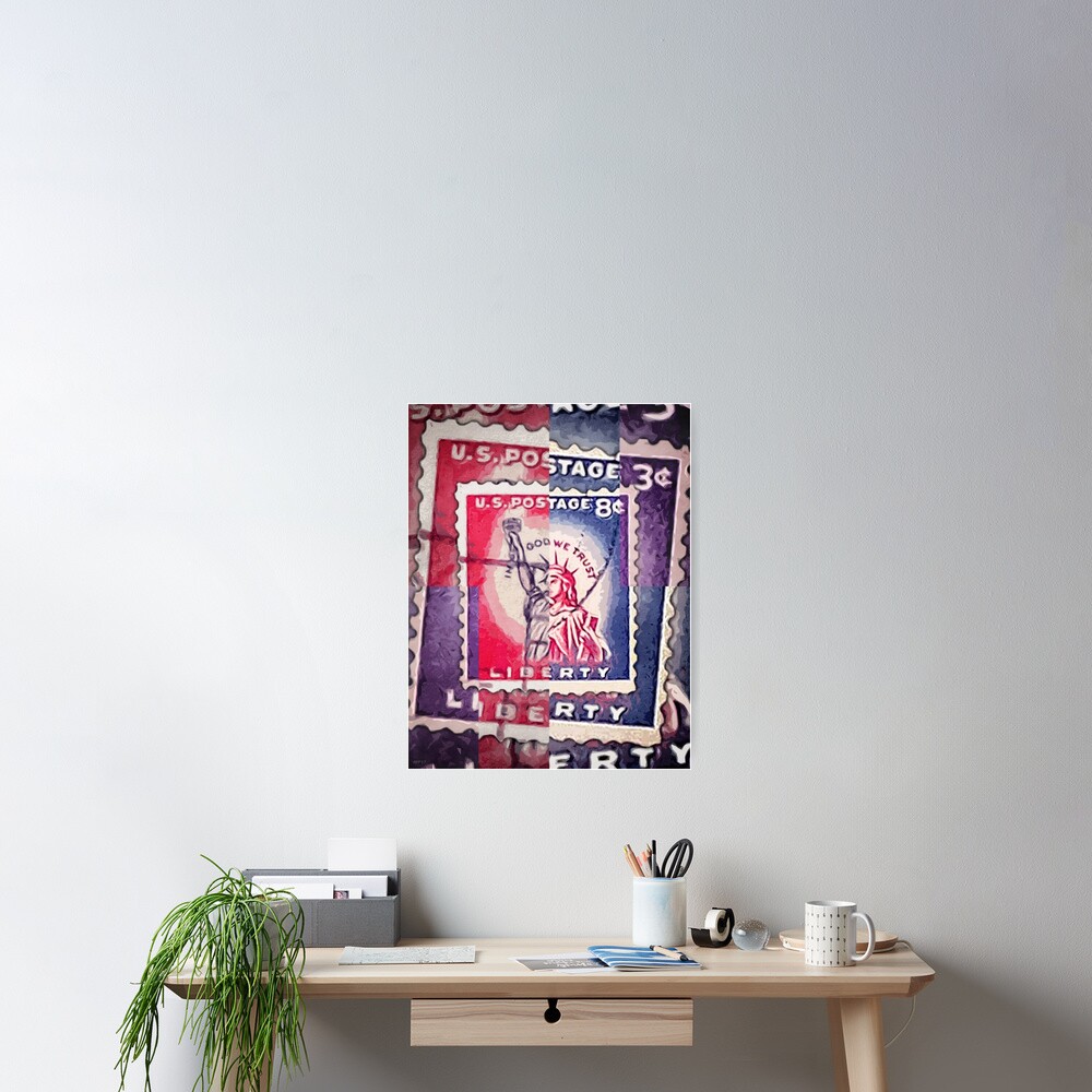 Abstract Liberty Stamp Collage Poster