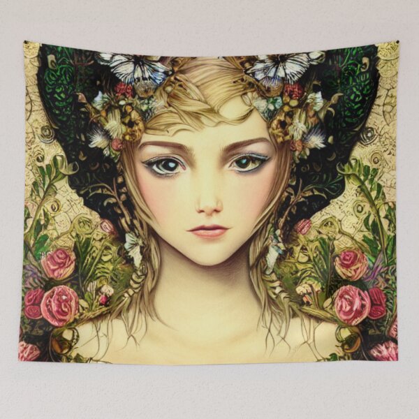 Item preview, Art Illustration Girl with Flowers  Seven designed and sold by I-Dream-Designs.