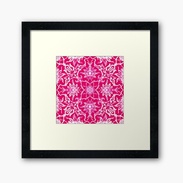 Art Nouveau Chinese Tile, Fuschia Pink Framed Art Print