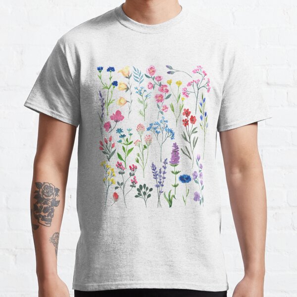 Beautiful Wildflowers Watercolor Spring Flowers Funny Modern Colorful Botanical Flower Art Floral Lover Classic T-Shirt