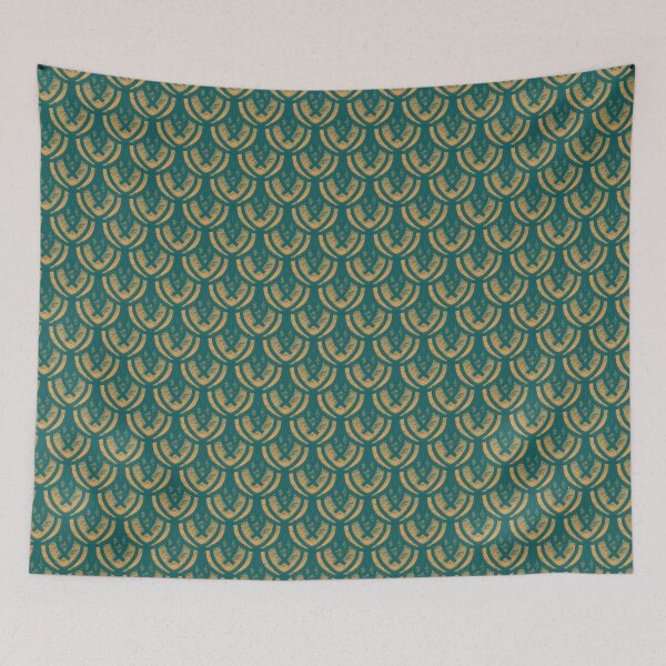 Item preview, Mermaid / Dragon Scales in Yellow and Green Industrial Seamless Repetitive Pattern designed and sold by marie-inks.
