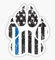 Paw Print Thin Blue Line Flag Aged Sticker