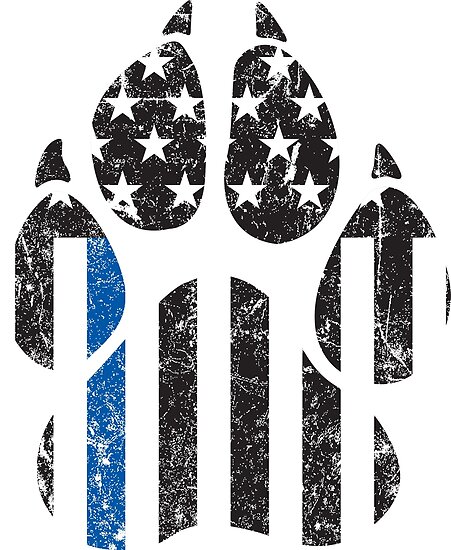 paw print thin blue line flag aged posters by mikesteez redbubble blueline print