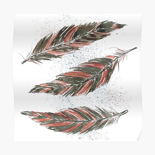 Watercolor Graphic Kestrel Feathers Poster