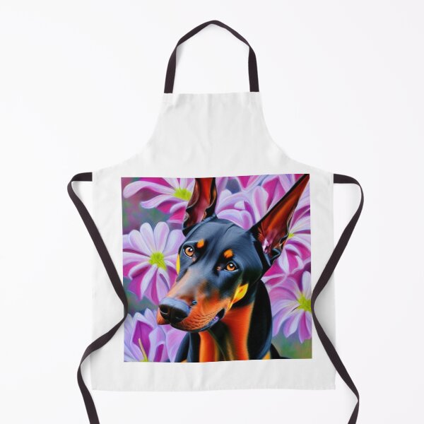 Item preview, Beautiful Doberman Oil Painting with flowers in background designed and sold by ManifestoDesign.