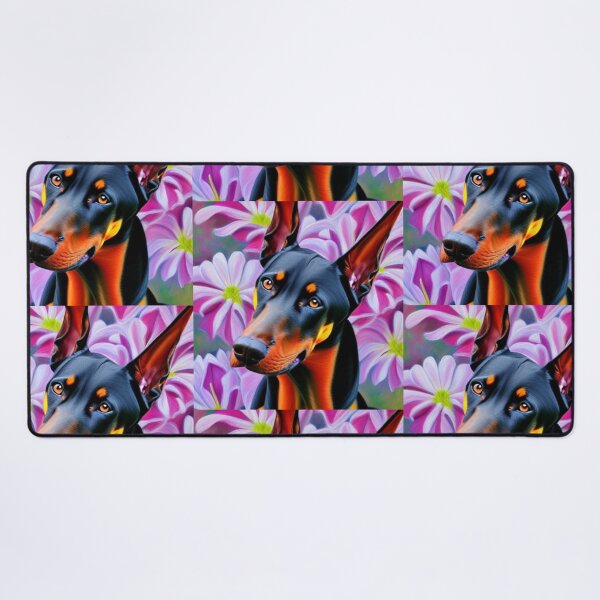 Item preview, Beautiful Doberman Oil Painting with flowers in background designed and sold by ManifestoDesign.