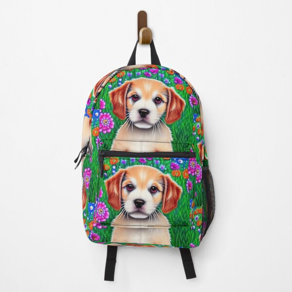 Item preview, Beautiful Puppy Oil Painting with flowers in background designed and sold by ManifestoDesign.