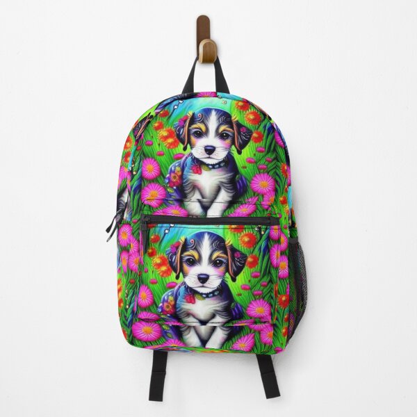 Item preview, Beautiful Puppy Oil Painting with flowers in background designed and sold by ManifestoDesign.