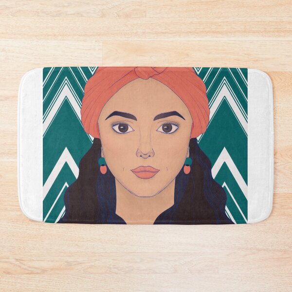 Item preview, Beautiful Lady with a Headscarf and Spiky Retro Background Pattern designed and sold by marie-inks.