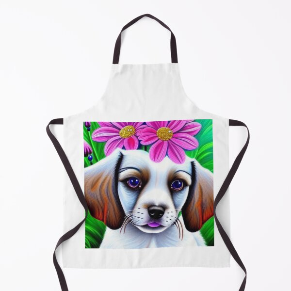 Item preview, Beautiful White Puppy Oil Painting with flowers in background designed and sold by ManifestoDesign.