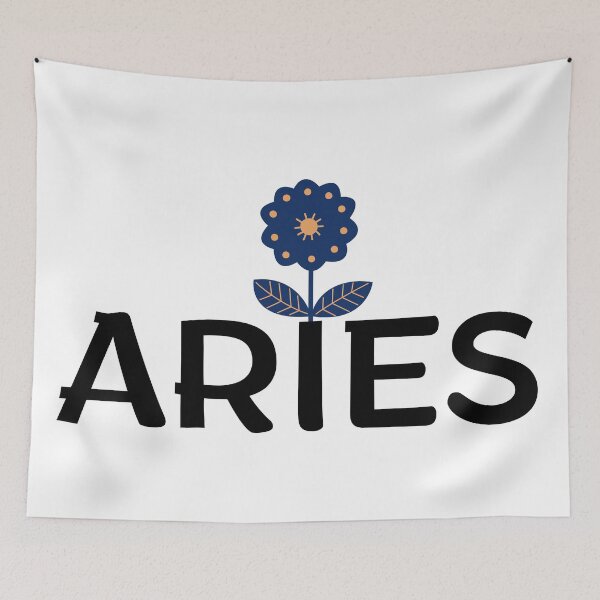 Item preview, Aries Zodiac Sign Folk Art Flower designed and sold by Hellofriendco.
