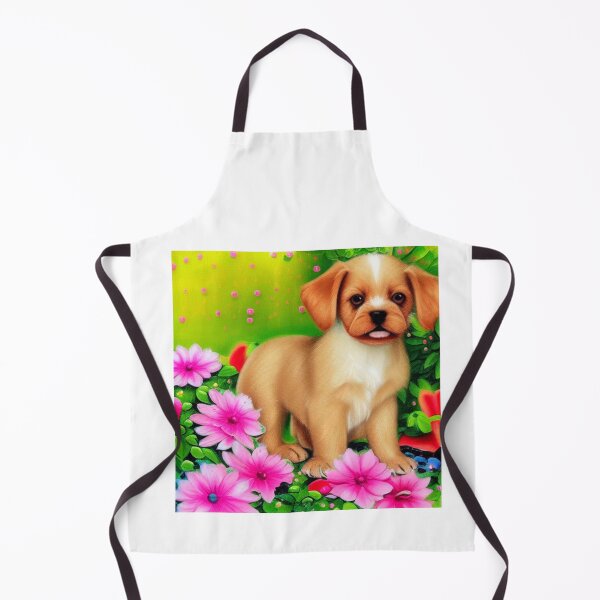 Item preview, Beautiful Puppy Oil Painting with flowers in background designed and sold by ManifestoDesign.