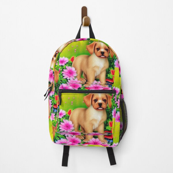 Item preview, Beautiful Puppy Oil Painting with flowers in background designed and sold by ManifestoDesign.