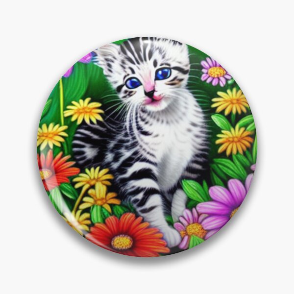 Item preview, Beautiful kitten Oil Painting with flowers in background designed and sold by ManifestoDesign.