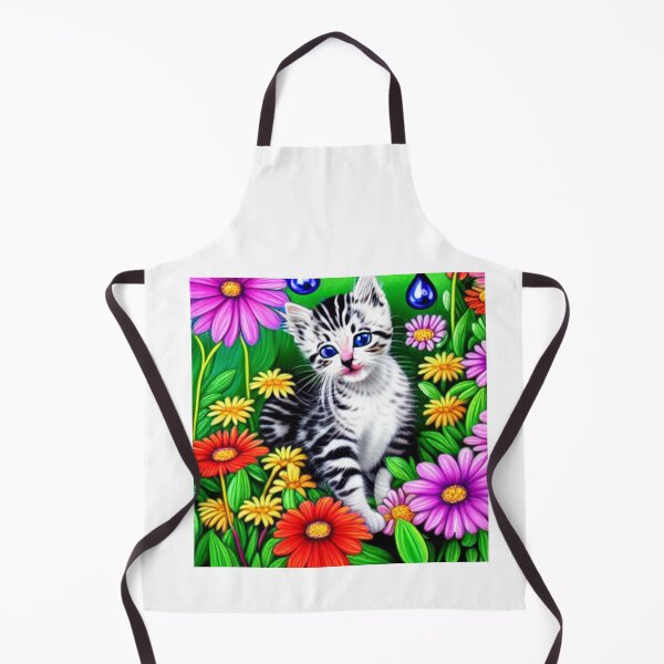 Item preview, Beautiful kitten Oil Painting with flowers in background designed and sold by ManifestoDesign.