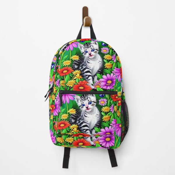 Item preview, Beautiful kitten Oil Painting with flowers in background designed and sold by ManifestoDesign.