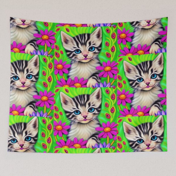 Item preview, Beautiful kitten Oil Painting with flowers in background designed and sold by ManifestoDesign.