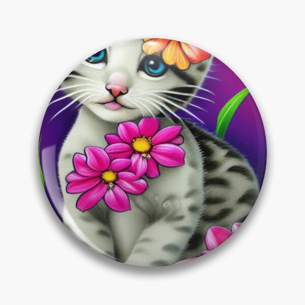 Item preview, Beautiful kitten Oil Painting with flowers in background designed and sold by ManifestoDesign.