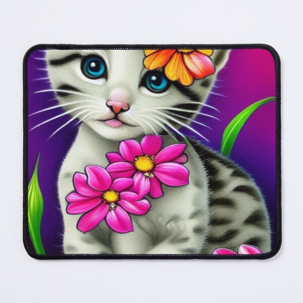 Item preview, Beautiful kitten Oil Painting with flowers in background designed and sold by ManifestoDesign.