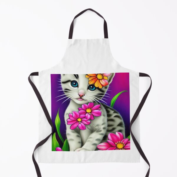 Item preview, Beautiful kitten Oil Painting with flowers in background designed and sold by ManifestoDesign.