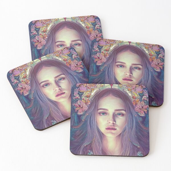 Item preview, Art Illustration Girl with Flowers Eight designed and sold by I-Dream-Designs.
