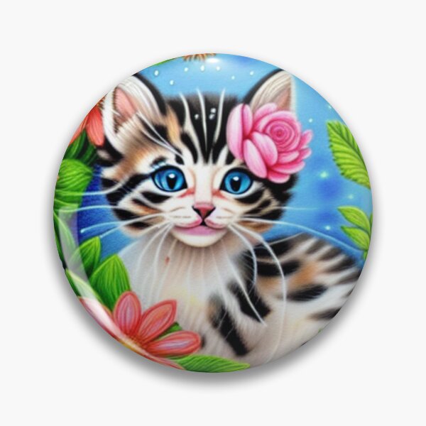 Item preview, Beautiful kitten Oil Painting with flowers in background designed and sold by ManifestoDesign.