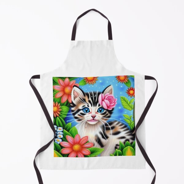 Item preview, Beautiful kitten Oil Painting with flowers in background designed and sold by ManifestoDesign.