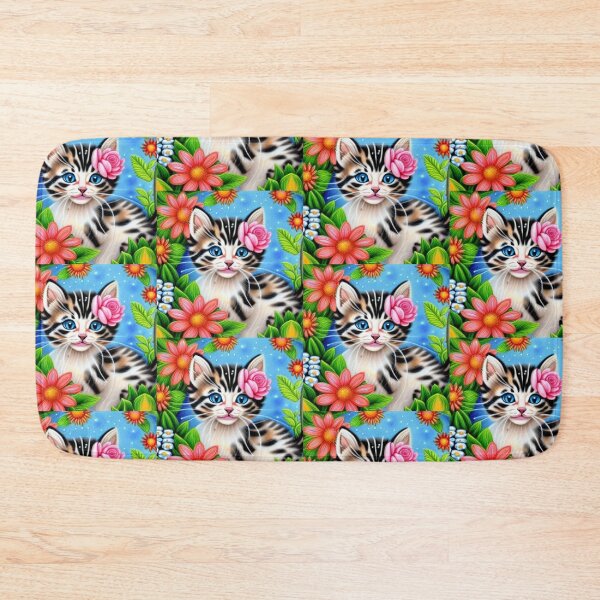 Item preview, Beautiful kitten Oil Painting with flowers in background designed and sold by ManifestoDesign.